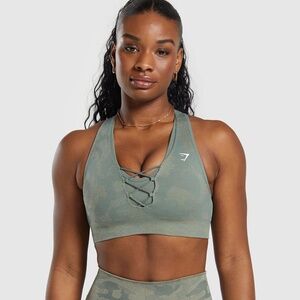 NWT Gymshark Adapt Camo Seamless Sports Bra - Unit Green/Chalk - Size L